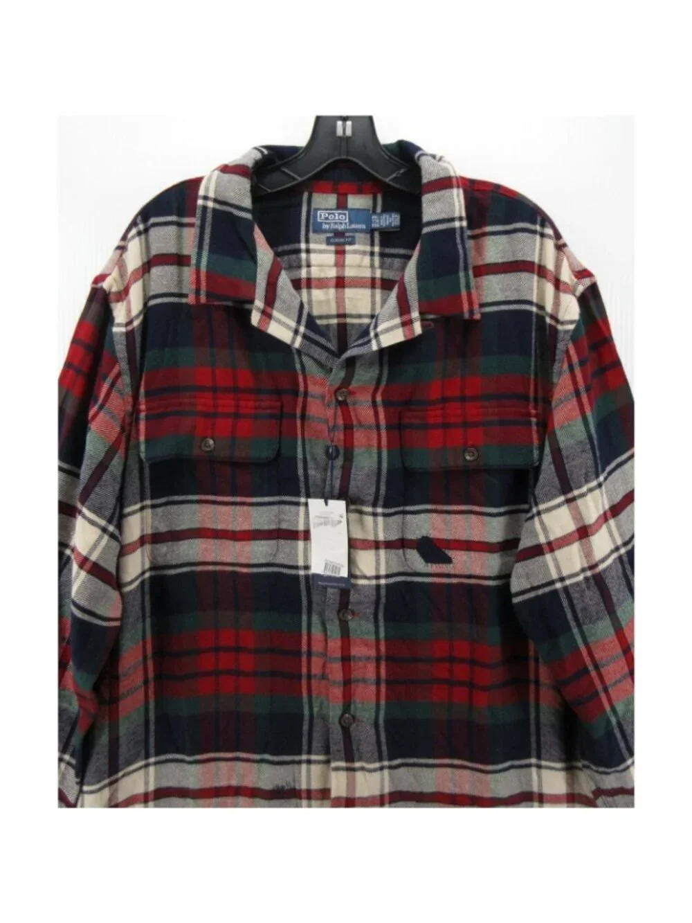 Polo Ralph Lauren Shirt XXL Flannel Loop Collar Plaid Classic Heritage